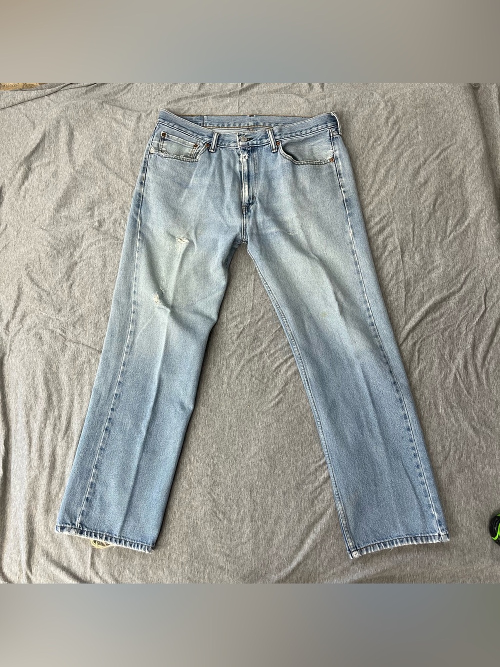 Levis 505 Jeans 36x30 Blue Denim Regular Straight Leg Y2k Distressed Faded SKU4
